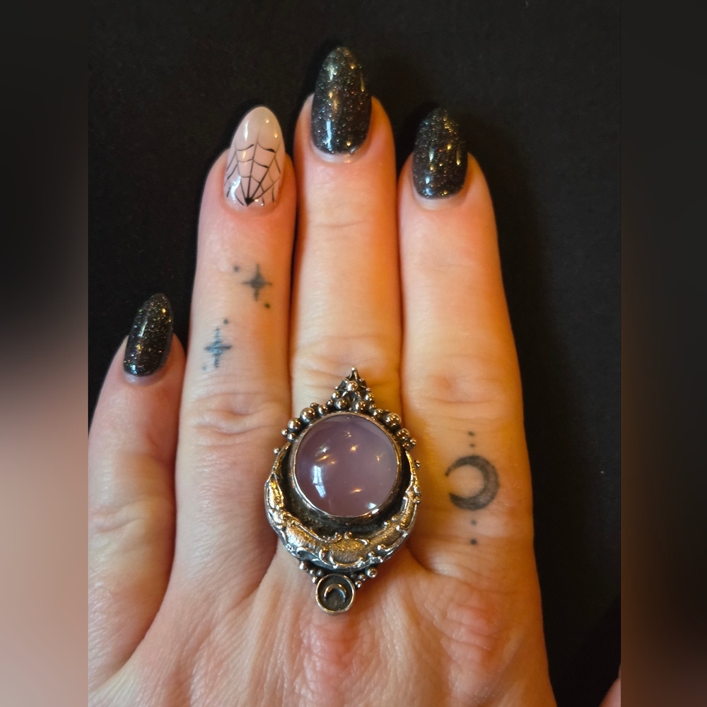 DarkFawn Lunar Dew Purple Chalcedony Ring - Picture 9 of 11